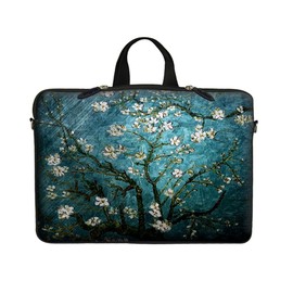 Neoprene Laptop Carrying Case Sleeve Bag w. Hidden Handle & Eyelet (D-Ring) for 17 17.3 Inch Notebook - Vincent Van Gogh Almond Blossoming