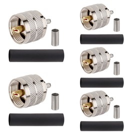 RG58 PL259 Connector 5PCS – UHF Male RF Coax Connector PL259 Coaxial Connectors for RG58, RG142, RG400, LMR195, RG58U, RG303, 50 Ohm, Low Loss, Low VSWR