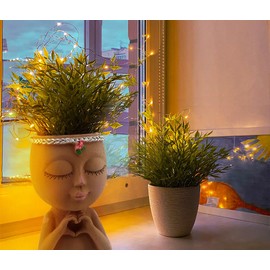 Meltset Face Planters Pots Head Unique Face Flower Pot Head Planter for Indoor Plants Cute Small Succulent Pots Indoor Plant Pot with Drainage (Brown)
