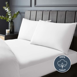 Silentnight Pure Cotton Fitted Sheet - Cool Soft Touch 200 Thread Count - Extra Deep 40cm Bed Mattress Sheet - Breathable 100% Cotton - Elasticated Corners, Machine Washable, White, King