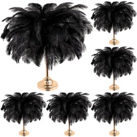 XunYee 100 Pcs Large Natural Ostrich Feathers Plumes Bulk for Centerpiece 16-18 Inch (40-45 cm) Feathers for DIY Crafts Christmas Wedding Party Decorations(Black)