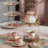 CHANJOON tea sets Gold Plated Red Rose Ceramic Tea Set,