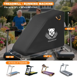 ClawsCover Unfolding Treadmill Cover Waterproof Dustproof Running Machine Cover Exercise Workout Equipment Protective with Night Relfective Handle,Elastic Hem,for Home Gym Indoor Outdoor Use,Black