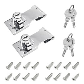 Ecginmay 2 Pack 4 Inch Hasp Lock Latch with Keys,Stainless Steel Keyed Hasp Locks,Twist Knob Keyed Locking Hasp with Screws,Door Lock Hasp Latchs for Cabinet Drawer,Silver