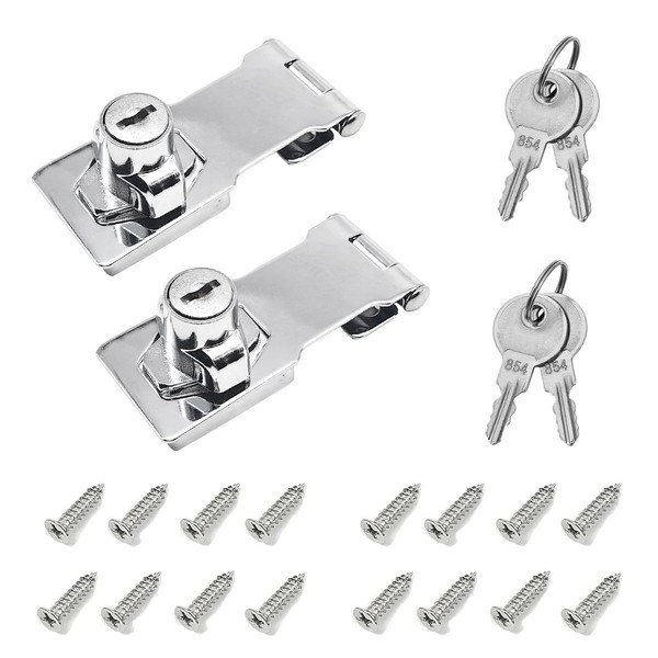 Ecginmay 2 Pack 4 Inch Hasp Lock Latch with Keys,Stainless