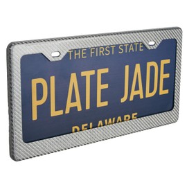 100% Real 3k Twill Weave Carbon Fiber Car License Plate Frame, UV Protection, Front Rear Universal Fit USA Canada Mexico Standard Size tag Holder (Silver)