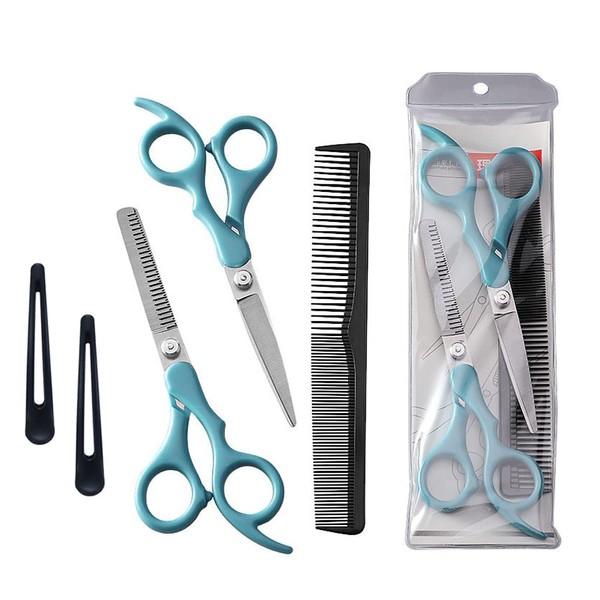 Samcos Hair Cutting Scissors Set of 5 Scissors Set, Hair Cutting Scissors, Self Cut Scissors, Hairdresser, Barber, Home Use