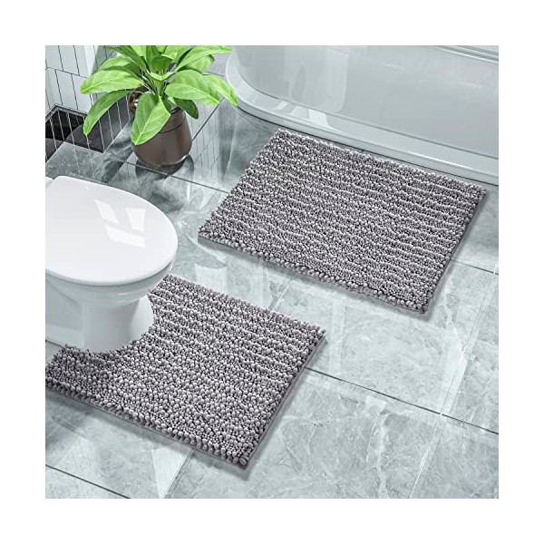 Yimobra Toilet Rug and Bathroom Mats Sets 2 Piece, Luxury