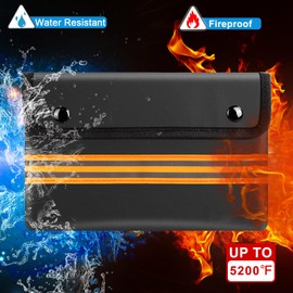 Fireproof Bag 5200°F 2 Pack Money Bags 22 x 14 cm Document Bag Upgraded Material Protective Coin Pouch Banking Money Saving Wallet for Travel Safe Small Valuables,Money,Key,Passport,Card