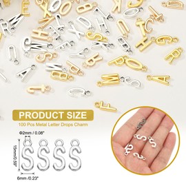 PATIKIL Pack of 100 Letter Pendants Metal Letters, Charm Bulk Cute for DIY Jewellery Making Earrings Necklaces Key Chain Crafts Dark Silver Letter S