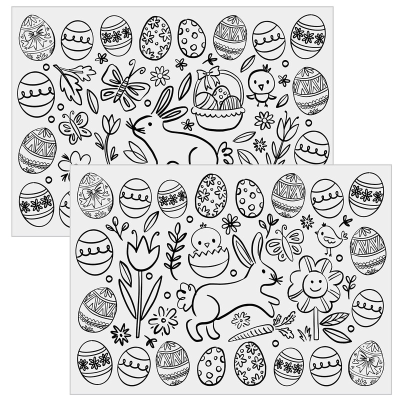 Iconikal Color-Your-Own 2-Sided Reversible Disposable Paper Place Mats, 14 x