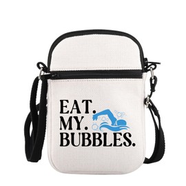 PLITI Swim Gift Simmer Gift Swim Team Gift Swimming Coach Gift Eat My Bubbles Swimming Crossbody Bag For Women (Eat Bubbles ZCbagU)