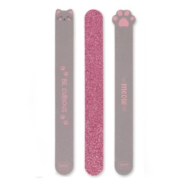 Legami - Set of 3 Nail Files, Nails in Front of Men, Kitty, 3 Files Suitable for Trimming, Filing and Shaping All Nail Types, for a Precise Manicure, 2 x 18 cm