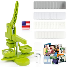 Happizza Square Button Maker Machine, Installation-Free Pin Maker Machine 50mm/1.97in, Square-Shaped Pin Badge Button Press Machine with 100pcs Button Maker Supplies, DIY Pin Maker Machine Kit