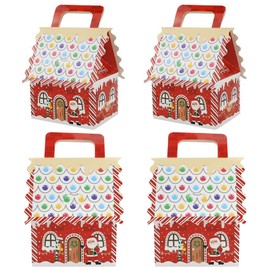 KanDery 20PCS Christmas Paper Gift Boxes, House Shape Christmas Paper Candy Boxes, Xmas Party Favour Boxes, Creative Paper Treat Boxes for Christmas Party Decorations