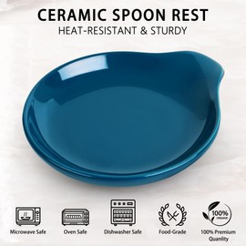 VanlonPro Ceramic Spoon Rest, 5 Inch Spoon Holder for Stove Top, Kitchen Counter, Utensils, Ladle, Coffee Spoons, Cooking spoons, Spatula, Tongs, Heat-Resistant, Housewarming Gifts, Navy Blue
