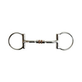 AK Bocchino curvo rotante ad anello a D con canna articolata con doppio rullo in rame Horse Bits AKRS-2623 (5.00'', argento)