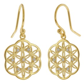 trendor 15938 Women's Mandala Earrings 925 Silver Gold-Plated Fashionable Earrings for Women, Elegant Gift Idea and Eye-catching Accessory, Sterling Silver, Cubic Zirconia