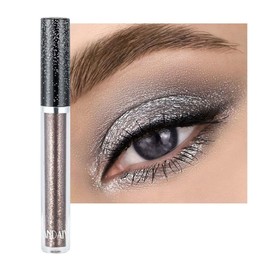 Metallic Liquid Glitter Eyeshadow Stick | Long-Lasting, Quick-Drying, Waterproof Shimmer Highlighter for Smokey & Sparkly Eyes | Beauty Cosmetics Eye Shadow Makeup for Women & Girls - Grey