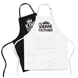 Sertay 2 Pieces Pair Gift Apron, Women's Apron Gift, Apron Cooking Apron, Adjustable Cooking Apron, Kitchen Apron Funny for Home or Outdoor Barbecue, Baking, Cooking, Black + white