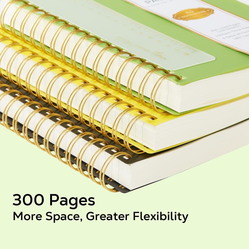 NIRMIRO A5 Notebook Notepad, 300 Pages Spiral Notebooks for Writing,