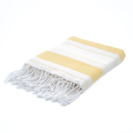 BERCA HOME Ephesus Turkish Beach Towel – Lightweight, Quick Dry, Sand Free – 100% Cotton Peshtemal Hammam & Bath Towel – 90x190 cm – Soft & Compact for Spa, Travel, Gym, Yoga, Camp, Picnic (Yellow)