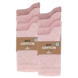 mehrstrumpf 8/12 Pairs Children's 100% Organic Cotton Socks for Boys and Girls without Seam (Model: Biolivia), 8 pairs (multi-pink)