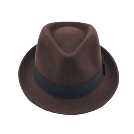 Home Prefer Men's Wool Felt Winter Hat Short Brim Fedora Hat (Medium (7 1/8) 57cm, Coffee)