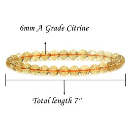 Angelstones Natural AA Grade Citrine Gemstone 6mm Round Beads Stretch Bracelet 7" Unisex