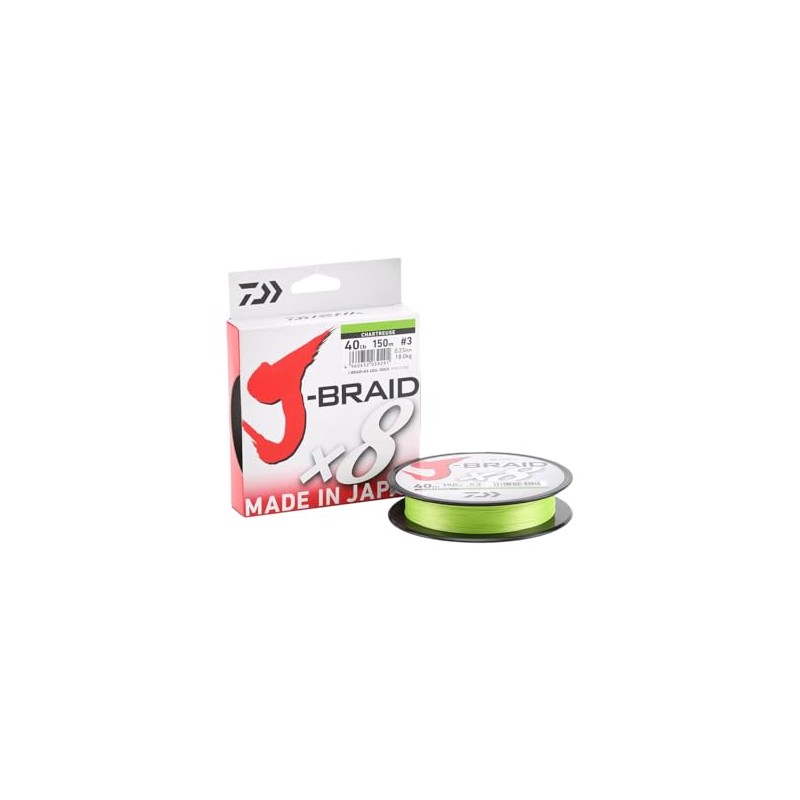 Daiwa J-Braid 8 Braid 0.18mm, 12,0kg/26,5lbs, 300m chartreuse