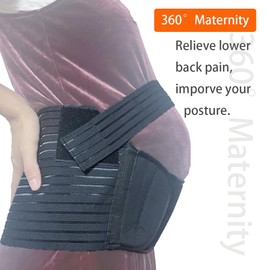 Dokoshia 3-in-1 Maternity Belt Pregnancy Belly Band Back/Pelvic/Hip Support Brace Postpartum Binder Lightweight Belly Support Bands for Pregnant Women Waist Wrap Relieves SPD/PGP Pain (Black, XX-Large)