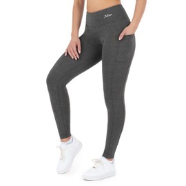 Nirlon Women's Leggings with Pockets High Waisted Workout Yoga Pants (M, Charcoal)
