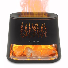 Fireplace Flame Diffuser & Himalayan Salt Lamp, 8 Colors Aromatherapy Diffuser Cool Mist Humidifier with Timer Auto Off Function for Home, Bedroom, Offie,Yoga