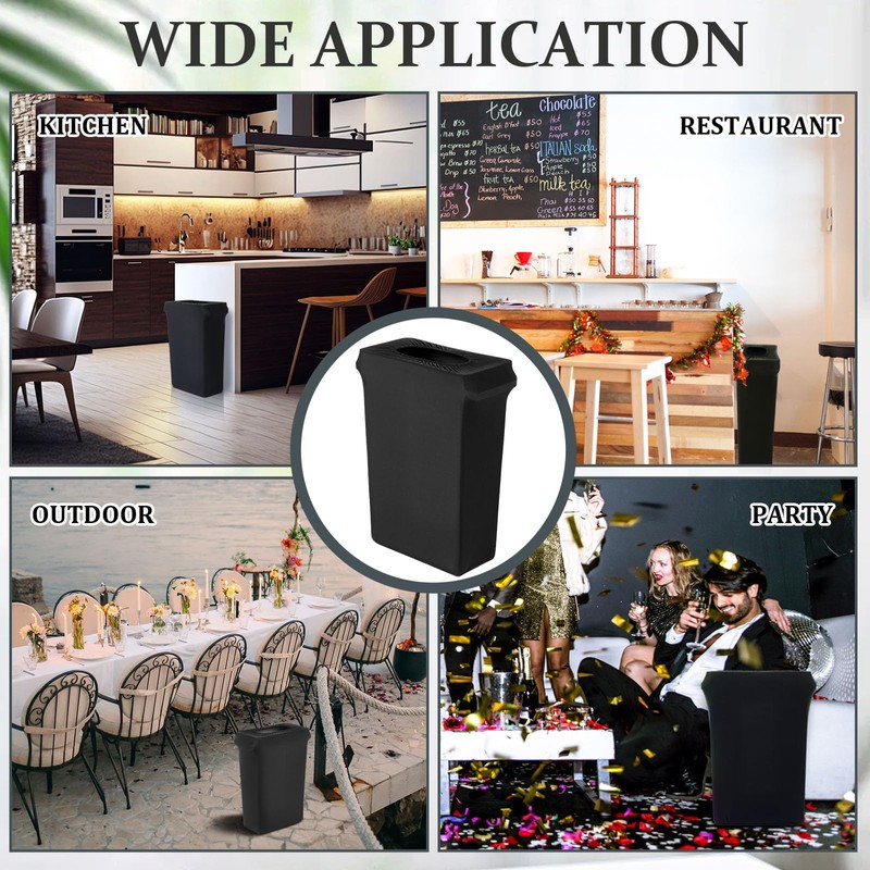 Windyun 4 Pcs 23 Gallon Black Spandex Stretchable Trash Can