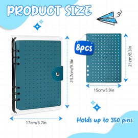 Blamikor Pin Badge Display Book, 8 Pages Holds 350+ Pins, Waterproof Storage Organizer for Enamel Pins, Lapel Pins, Brooches (Dark Green)