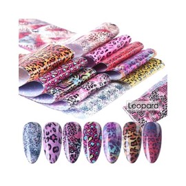 Generic Leopard Animal Tiger Print Snake Nail Foil Transfer Sticker 10Pcs 20X4Cm Xk19130 Nail Wraps Art Stickers Manicure Supplies for Women for Home Nails Full Long Lasting Easy Apply and Remove