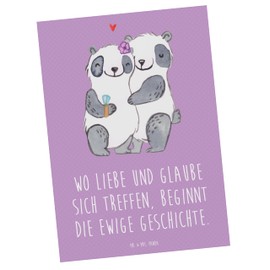 Mr. & Mrs. Panda Postkarte Kirchliche Trauung Liebe Glaube - Geschenk, Gottes Segen, Geschenkkarte, tiefe Verbundenheit, Einladung Geburtstag,