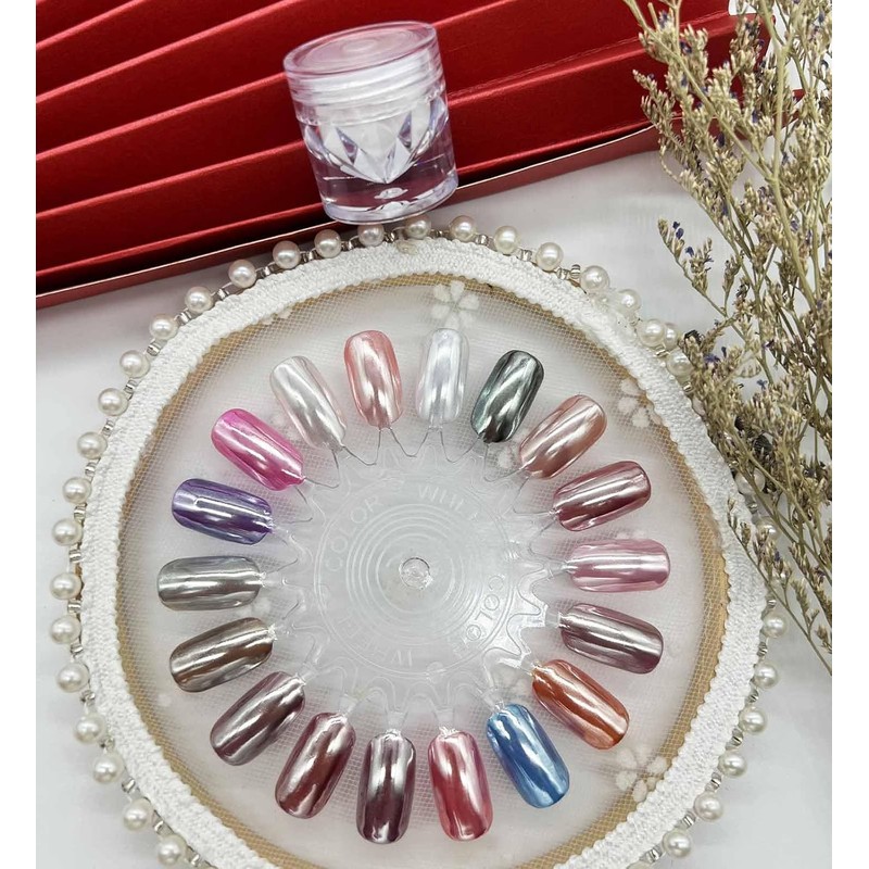 Polvo para uñas con efecto espejo superbrillante, cromo perlado blanco,
