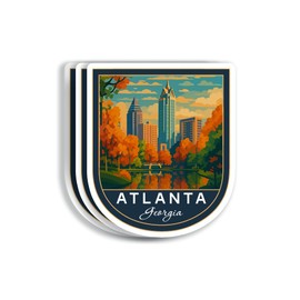 (3Pcs 3X3) Atlanta Georgia Stickers - Georgia Travel Sticker - Atlanta Travel Gift - Tourism Souvenir - Decals for Luggage - Suitcase - Scrapbook - Laptop - Water Bottle
