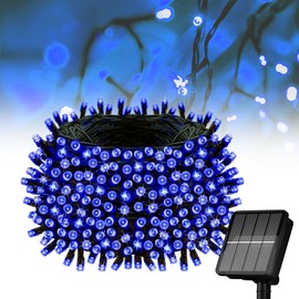 Flechllary Solar String Lights for Outside, 39Ft 100 LED Solar String Lights Outdoor with 8 Modes，Solar Lights for Outside Waterproof for Yard, Fence,Balcony, Party,Christmas Tree Decorations (Blue)