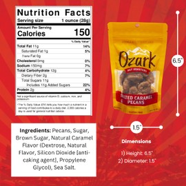 OZARK NUT ROASTERS, Salted Carmel Pecans, Flavored Snack Nuts, World-Class Gourmet Candied Peanuts, 3 Ounces Resealable Pack
