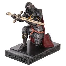 HDMbigmi King's Guard Leader Cloak Warrior Knight Pen Holder Mobile Phone Stand, Ornament Knight Statue, Pen Stand Paperweight for Office and Home (Iron)