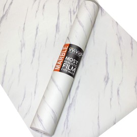 VViViD Slanted Matte Carrara White Marble Natural Texture Architectural Vinyl Sheet Film Roll (48 Inch x 15ft Extra-Large Roll)