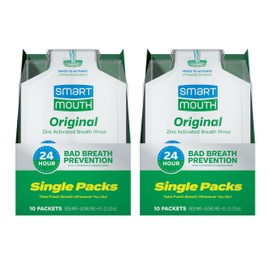 SmartMouth Original Activated Mouthwash - Adult Mouthwash for Fresh Breath - Oral Rinse for 24-Hour Bad Breath Relief with Twice Daily Use - Fresh Mint Flavor - 0.4 Fl Oz (20 Travel Packs)