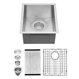 Kichae 13"x 15" Bar Prep Sink Undermount 18 Gauge Stainless Steel Deep Single Bowl Kitchen Sink RV Sink Basin