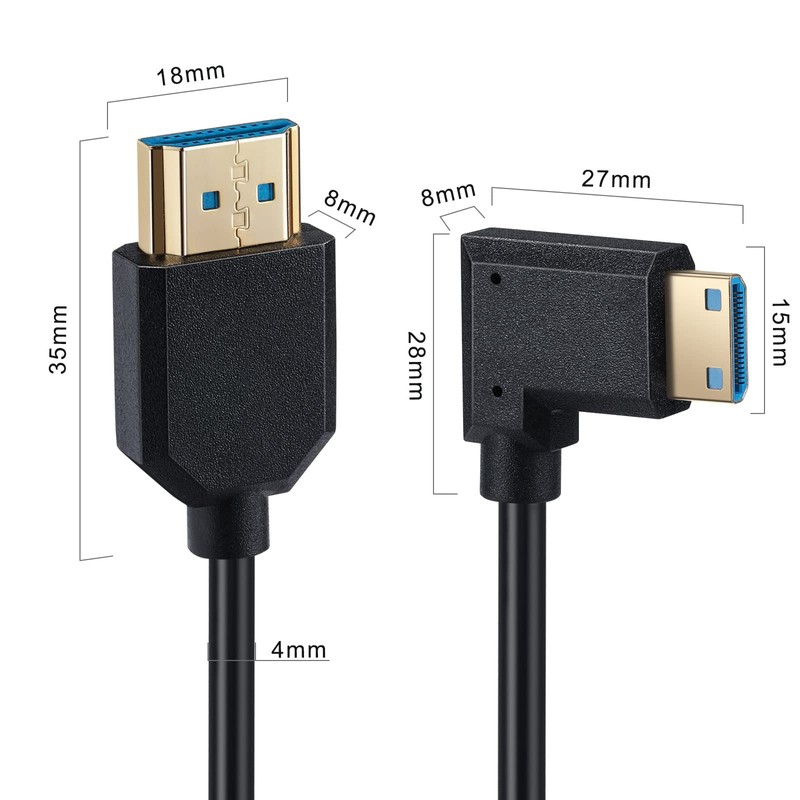 8K Mini HDMI to HDMI 2.1 Coiled Cable, Spring Gold