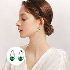 Birthstone Earrings Girls Women 925 Sterling Silver May Birthstone Hoop Earrings May Jewellery Cubic Zirconia Hypoallergenic Earrings for Sensitive Ears…