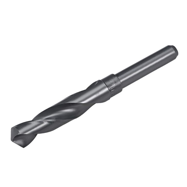 sourcing map Reduced Shank Drill Bit 17.5mm High Speed Steel HSS 6542 Black Oxide with 1/2 Inch Straight Shank