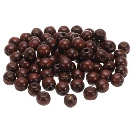 sourcing map 300pcs Wood Beads, 13mm Colorful Round Wooden Beads Unfinished Wooden Decorative Beads Loose Beads Wooden Spacer Beads for Home Decor DIY Crafts Necklace Bracelet, Dark Brown