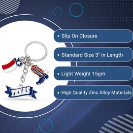 Lamatar1 Texas Souvenir Keychain Metalic (Texas Boot and Charm Keychain)